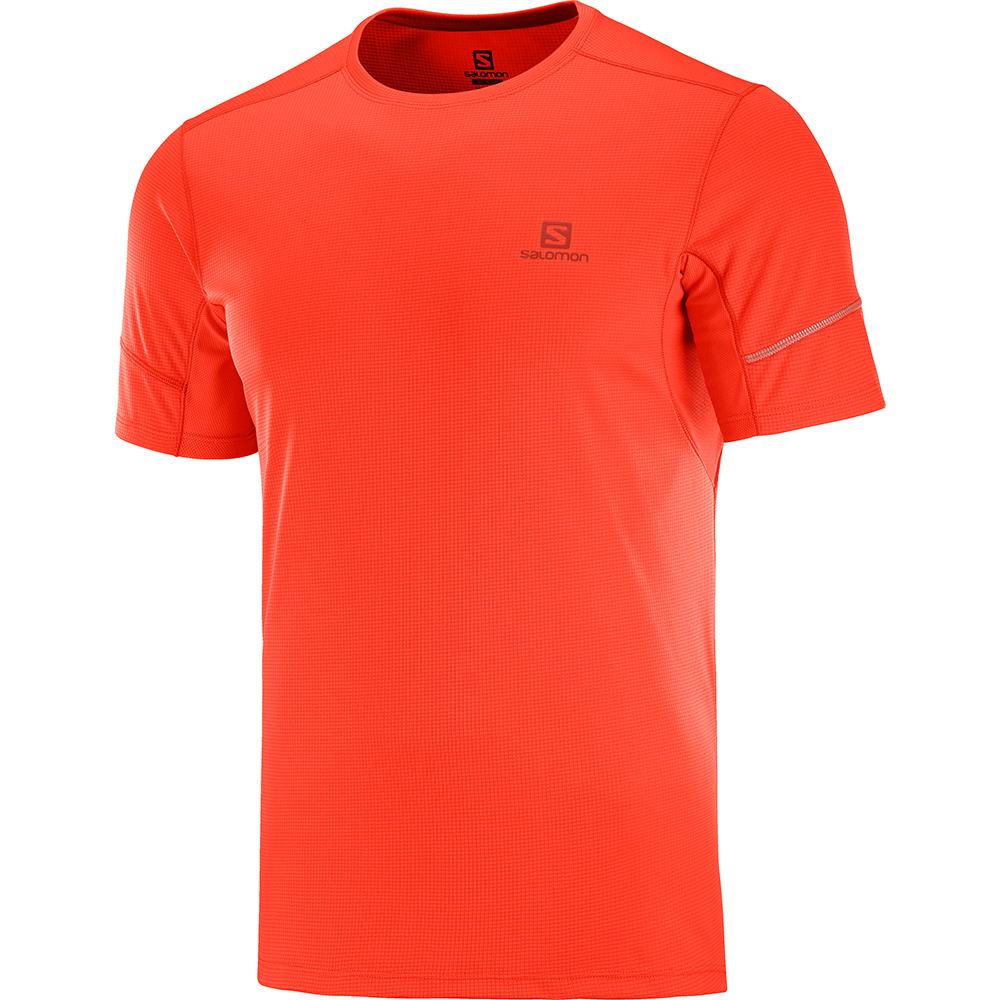 Salomon Israel AGILE SS M - Mens T shirts - Orangered (HDIG-57412)